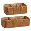 Sturdy Handwoven Storage Box Divided Sections Living Room Desktop Organization