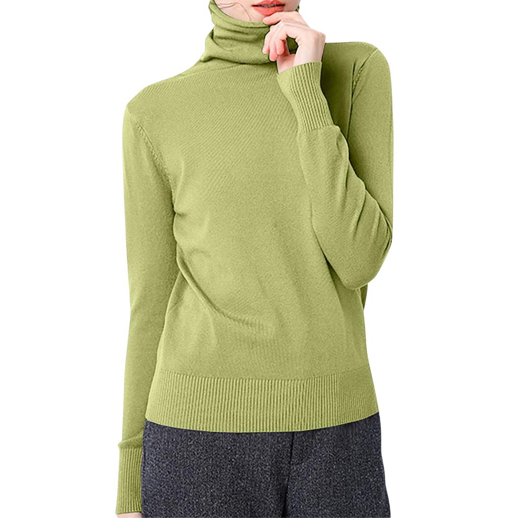 Women's Casual And Fashionable Knitted Pile Collar Solid Color Long Sleeved Top
