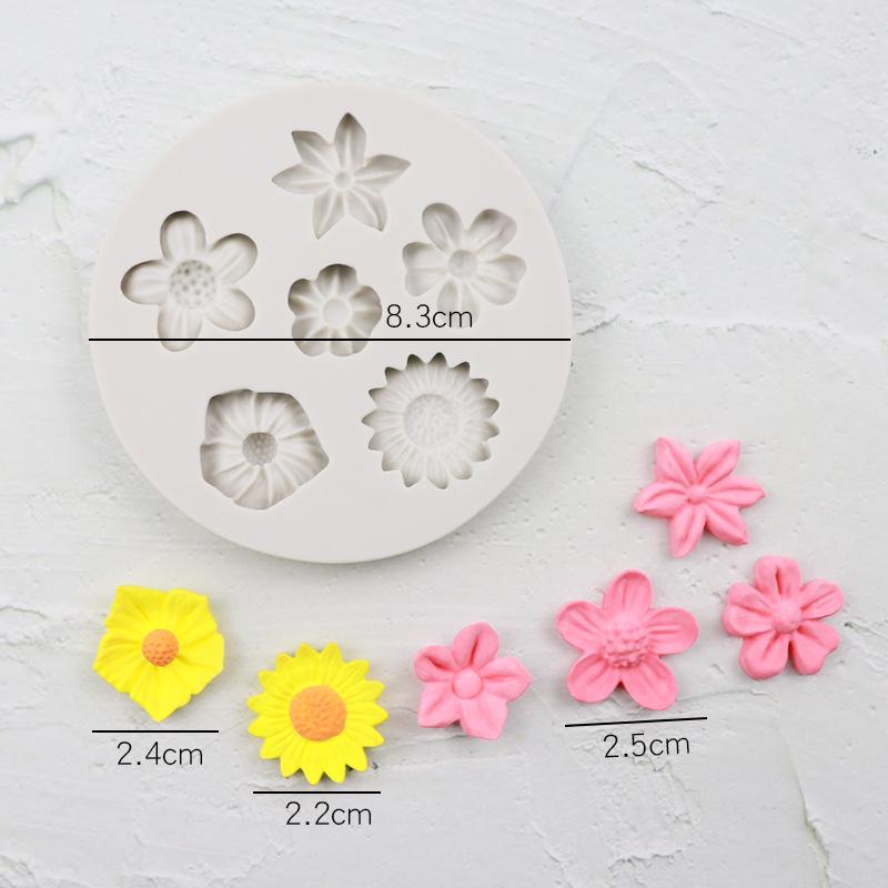 Silikon Fondantform zum Kuchendekorieren - Rosen, Gänseblümchen, Chrysanthemen