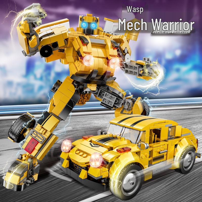 Large Megatron Optimus Prime Bumblebee Building Blocks Model - Children's Educational Toy