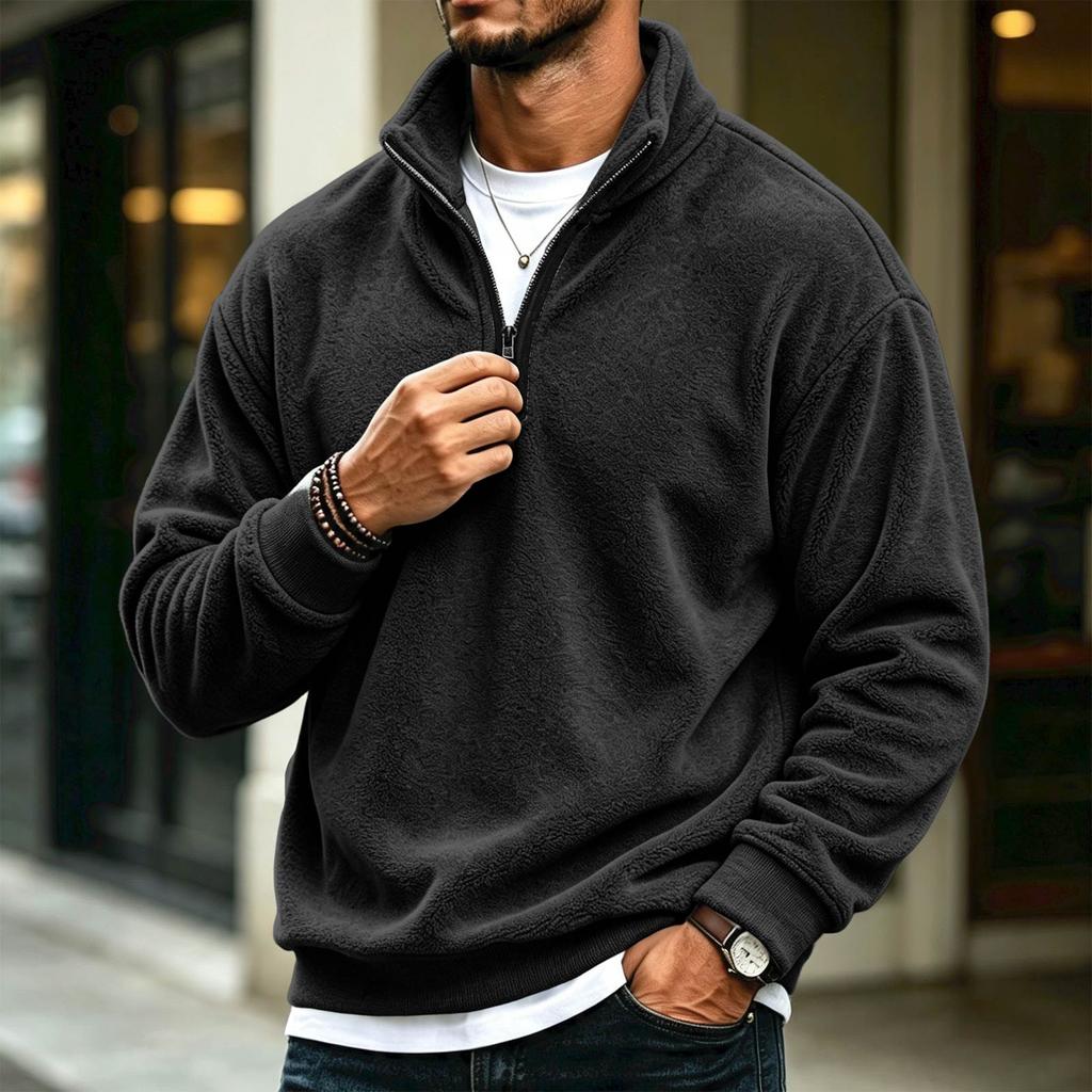 Men's Casual Quarter-Zip Long Sleeve Sweatshirt