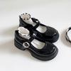 Black retro small leather shoes women's versatile new round head sweet cool Mary Jane platform single shoes