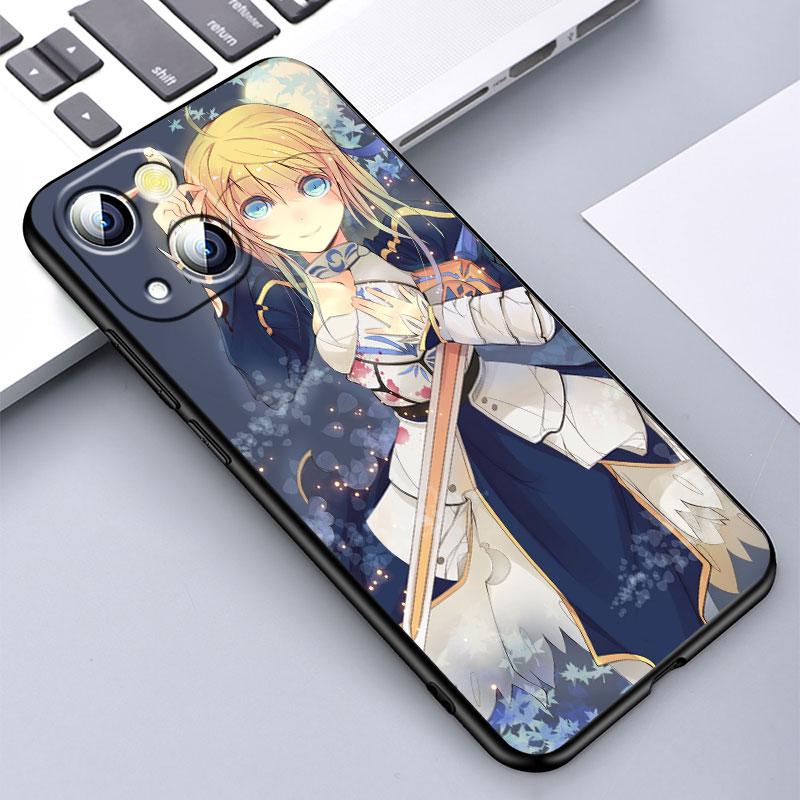 Anime fate stay night saber Cover For Apple iPhone 14 13 12 11 SE XS XR X 7 8 6 mini Plus Pro MAX 2020 Black Phone Case