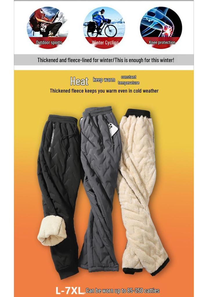 Men's Lambswool Lined Joggers: Casual, Warm, Loose-Fit Cotton Pants for Autumn and Winter.
