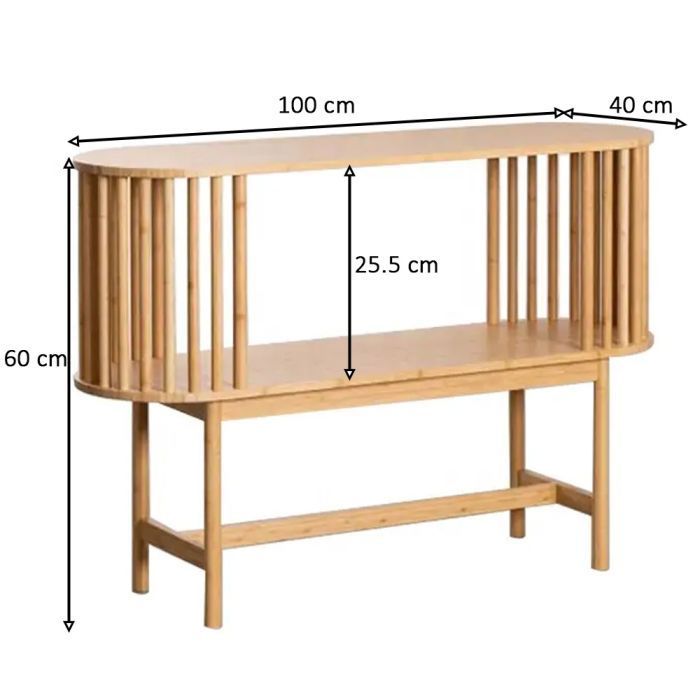 Table console - Divit SR90 - Bambou - 2 étagères - 100 x 40 x 60 cm