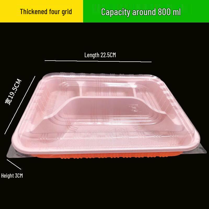 JINGRX Disposable 4-Compartment Lunch Boxes with Lids