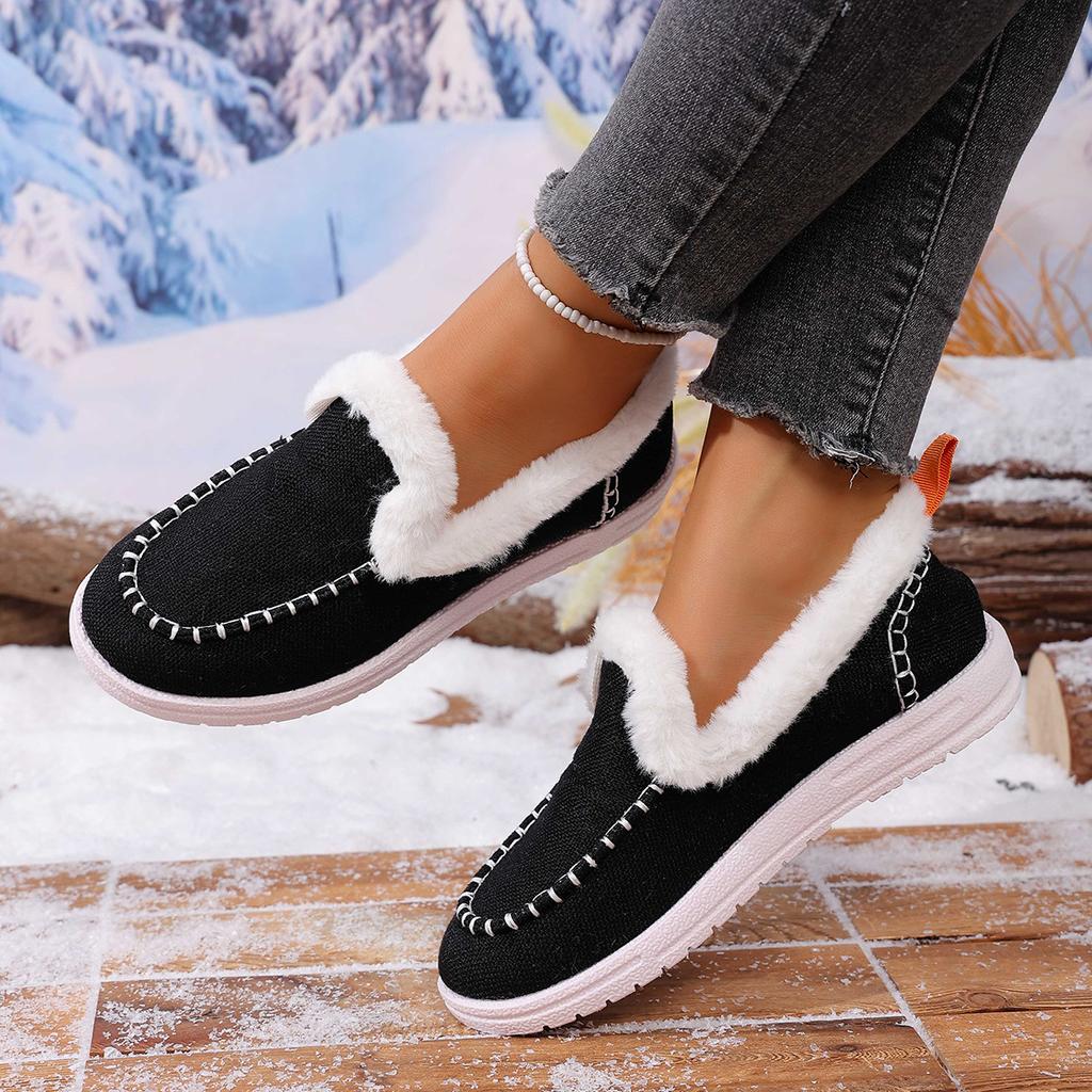 Winter new thick-soled snow boots women's fleece thickened fluff warm large size sewn bag women's cotton shoes