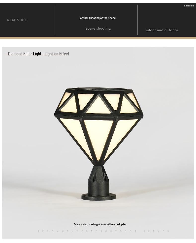 Super Bright LED Diamond Post Cap Light - Waterproof Outdoor Garden & Courtyard Lamp