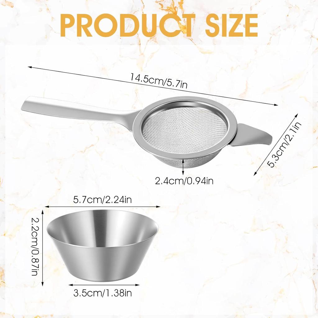 Stainless Steel Tea Strainer Fine Mesh Tea Filter with Base Rustproof Golden Tea Infuser Practical Tea Accessories Efficient Tea