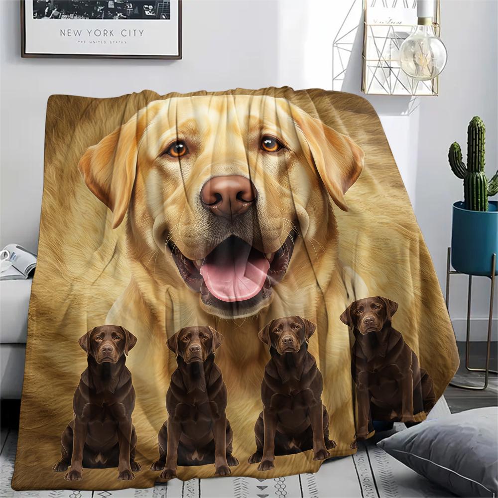 1Pc Labrador Dogs Print Flannel Blanket, High quality Comfortable for All Seasons, Home Decor, Warmth and Comfort, Perfect for Gifts