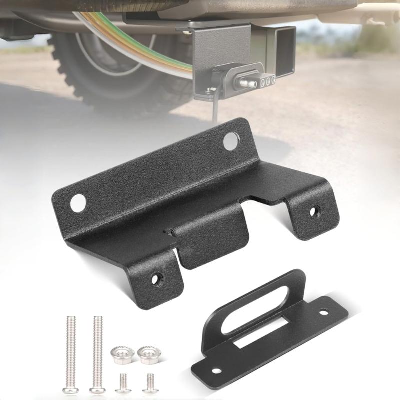 Universal 4 Pin Flat Trailer Connector Mounting Bracket Heavy Duty Iron Construction Harness Mount for Various Trucks