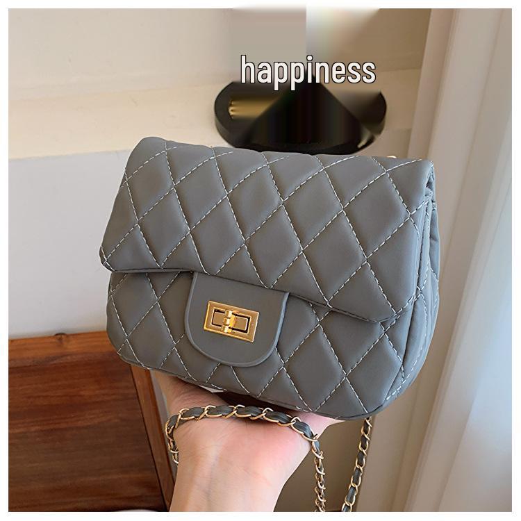 2024 Spring Women's Argyle Chain Crossbody Bag - High-End Fashion with Little Golden Ball Accent