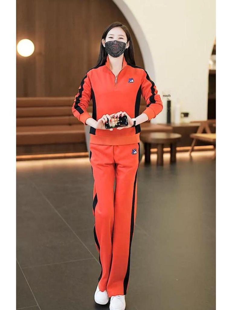 Popular Women's Spring & Autumn Tracksuit Set: Fashionable Hoodie & Wide-Leg Pants for Middle-Aged Mothers – 2025 Collection