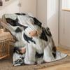 1 ud. Manta de Franela con Estampado de Vacas Acogedor - Manta Suave y Cálida de Forro Polar de Poliéster para Sofá, Cama, Viajes - Manta de Punto Grueso para Todas las Estaciones