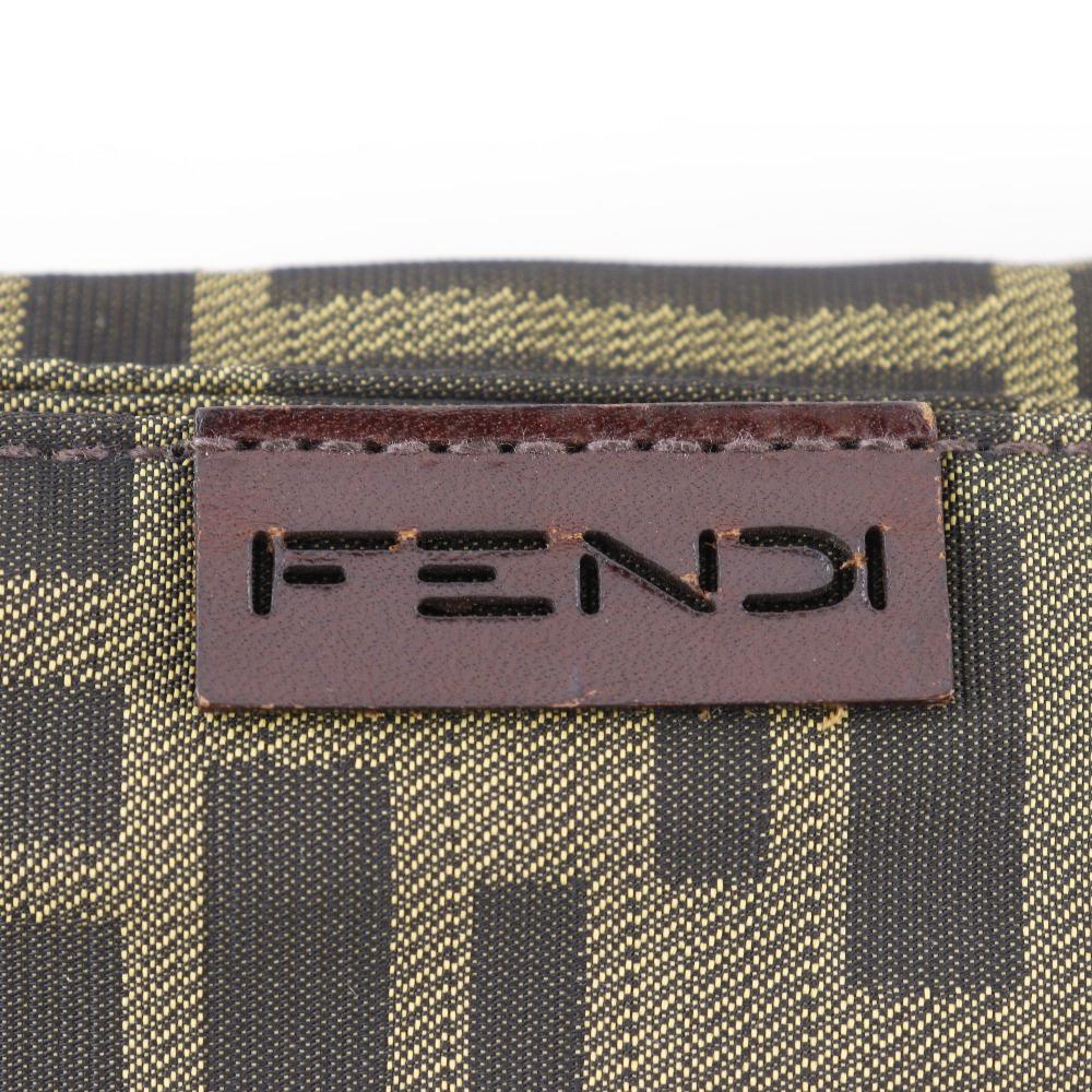 FENDI Zucca Shoulder Bag Brown Nylon canvas unisex Used
