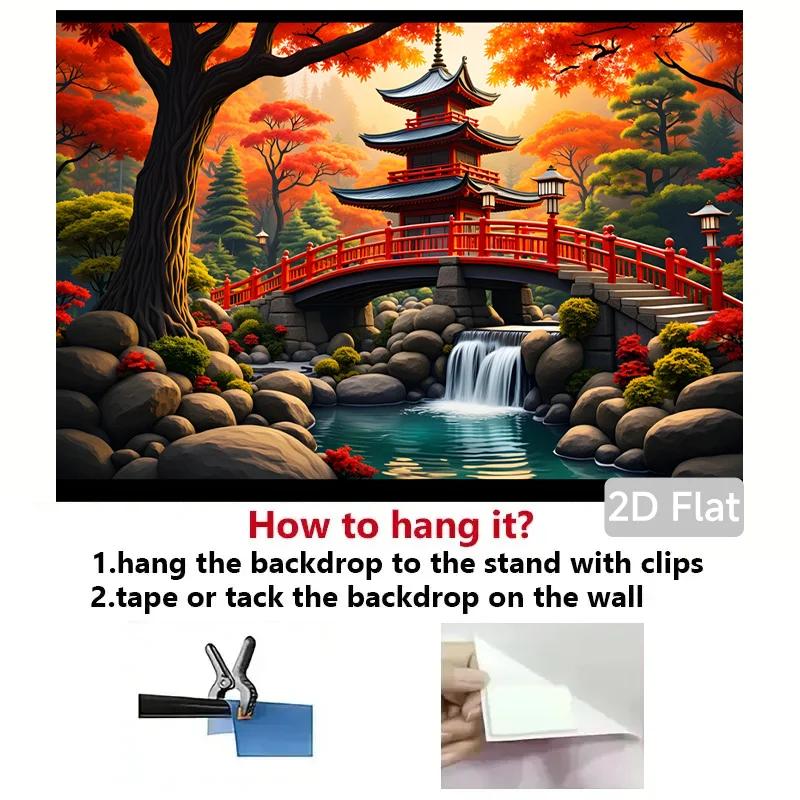 1 Piece of 2D Plane Japanese Garden Autumn Scene Polyester Photographic 2D Background Cloth
