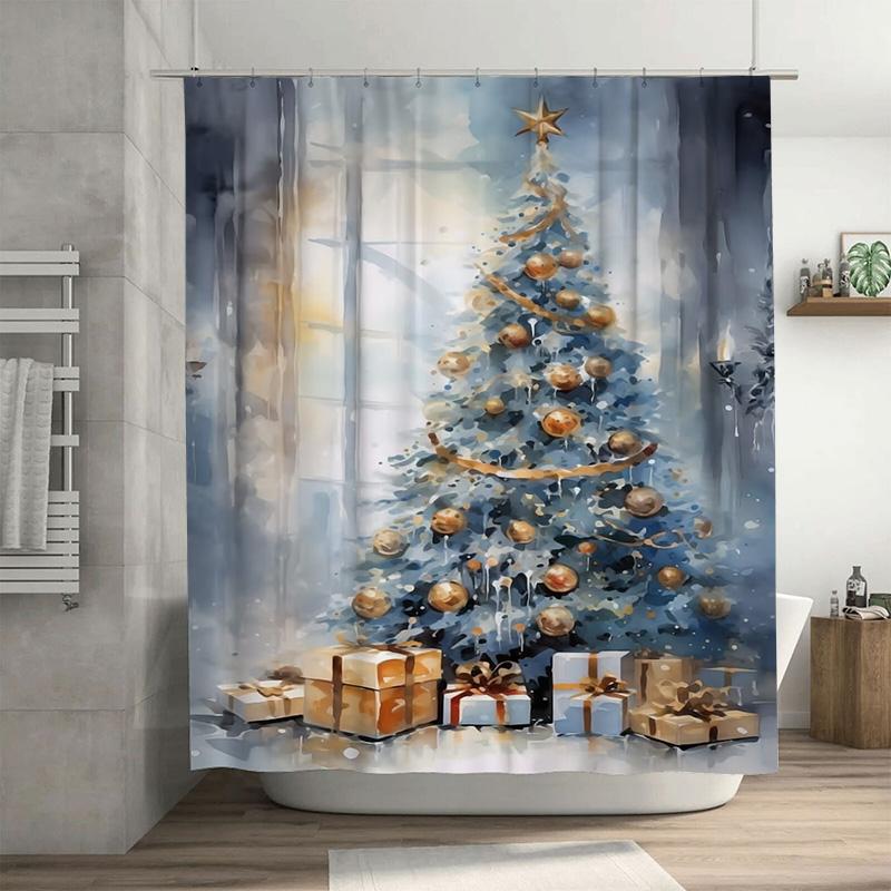 

Tuniu Charming Watercolor Forest Shower Curtain Nature Trees Landscape Bathroom Decor Set W60H190(CM)-1 Pcs