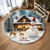 Christmas Snowflake Christmas Tree Round Rug Holiday Decor Cozy Living Room Bedroom FloorMat Winter Seasonal Decor  Bedside Rug
