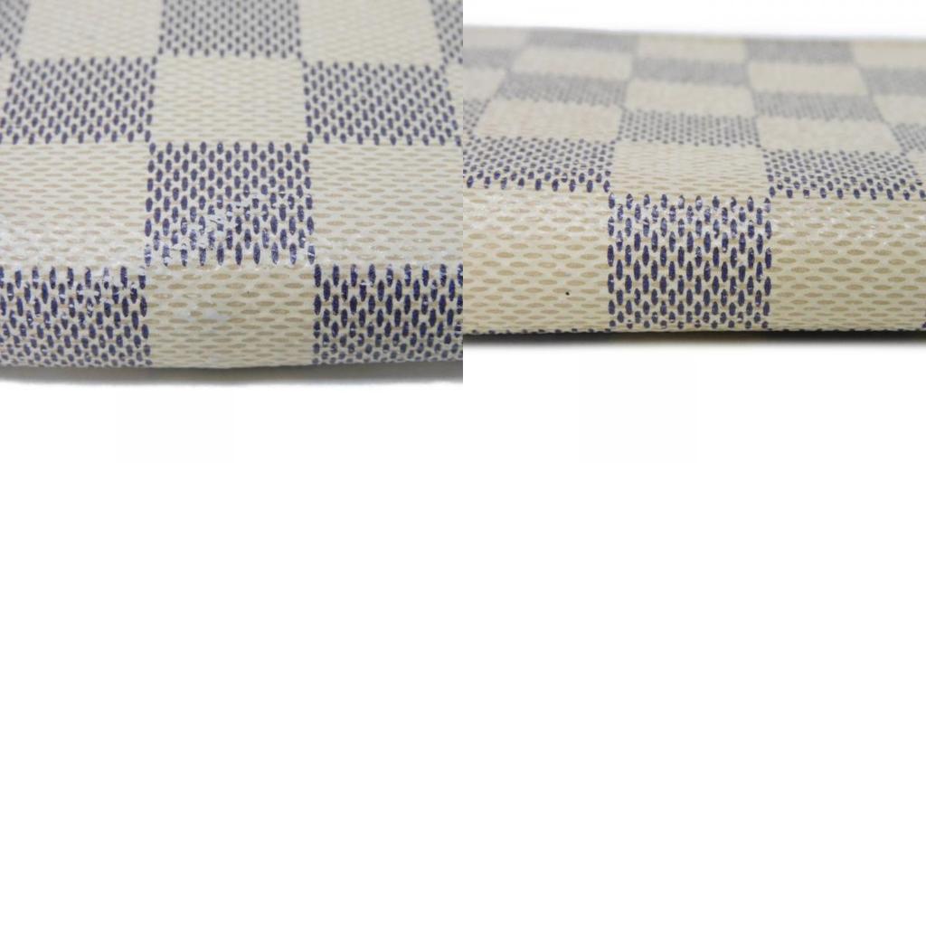 Used 12564 Portefeiulle Clemence N61264 7940 Logo Ivory Zip Around Damier Azur Rose Ballerine for Women from Japan