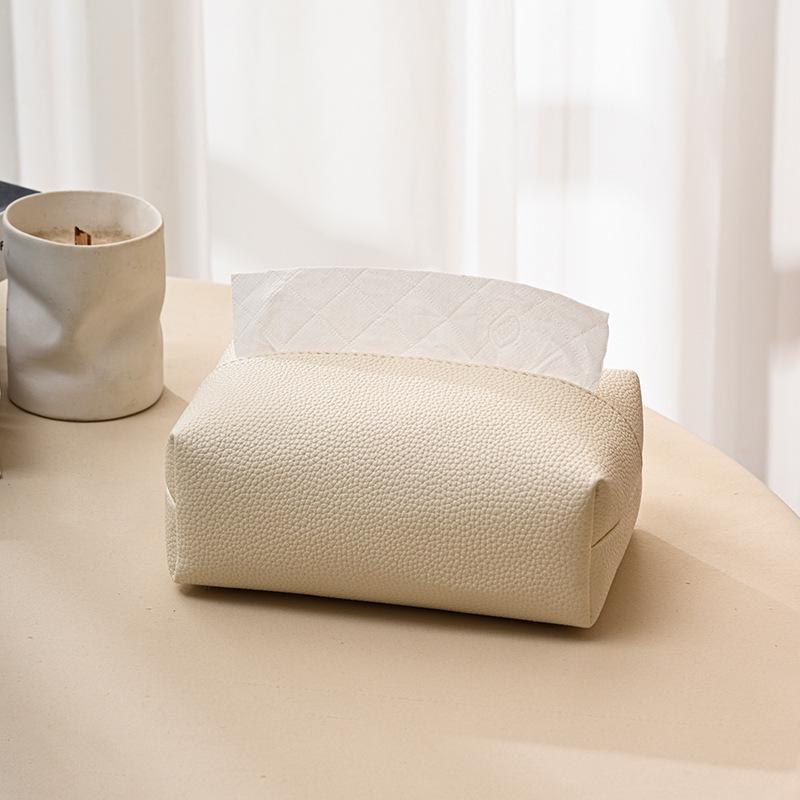 Lychee Pattern Leather Tissue Box for Home, Living Room, Hotel, or Restaurant - Stylish and High-Quality Napkin Holder