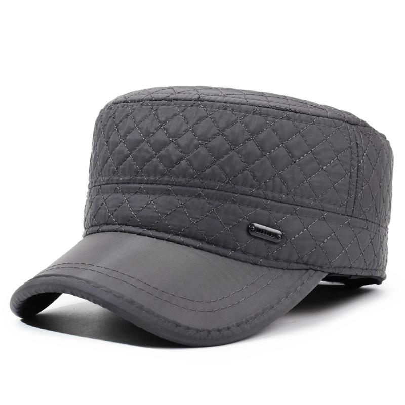 

Velvet Thick Rhombus Baseball Cap Middle-Aged Men s Autumn Winter Warm Ear Protection Flat Cap Outdoor Cap серый