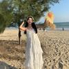 Elegant French Fairy White Sleeveless Beach Dress for Women
