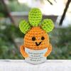 1/2Pcs Positive Crocheted Vegetable with Encouraging Card Emotional Support Handmade Knitting Carrot Broccoli Toy Doll Kids Adults Gift