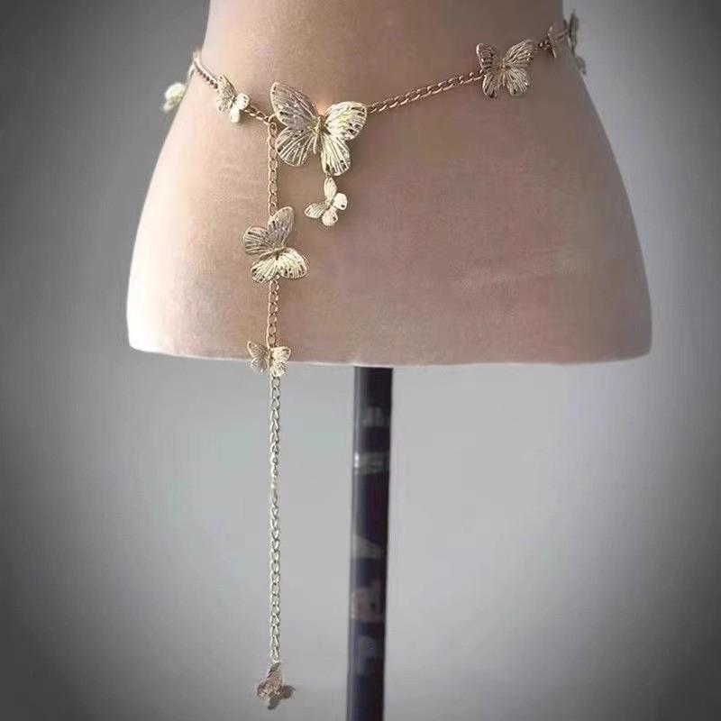 Pure desire wind~ super fairy lace butterfly fringed leg chain niche design leg ring Mori high value waist chain neck chain