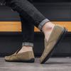 Fashion Slip-on Lightweight Hollowed Out Male Casual Shoe Suede Blue Retro Adults Common Legitimate Fashion 2025 Pu Men's Leather Shoes