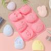 4Pcs Easter Chocolate Mold Bunny Shape Cake Mold Baking Non-Stick Silicone 6 Grids Chocolates Candies Cupcakes