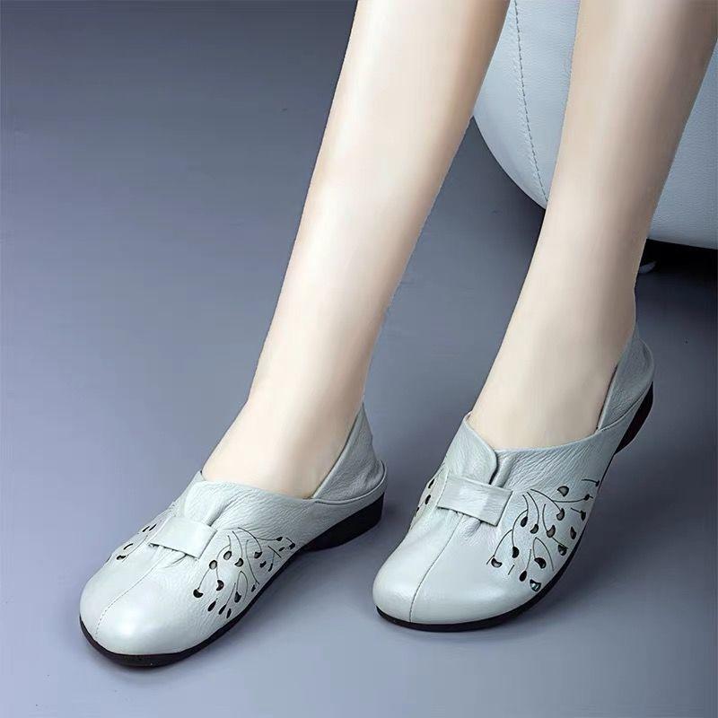 

Single shoes women s 2 spring and autumn new retro soft-soled shallow mouth flat-soled non-slip medium leather shoes 41