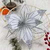 Sparkling Artificial Poinsettia Flower DIY Simulation Flowers Sequins Flower  Wedding Decoration