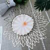 Wipeable Placemats Set of Round Hollow Out Blooming Flowers Place Mats Coaster for Dining Table Holiday Party Wedding Decoration