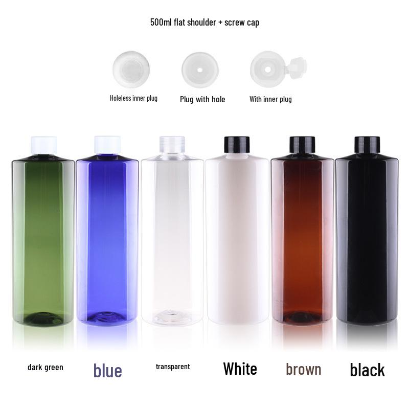 500ml Flat Shoulder Refillable PET Bottle for Shampoo, Shower Gel, Hair Care, Hydrosol, and Moisturizing Spray темно-зеленого