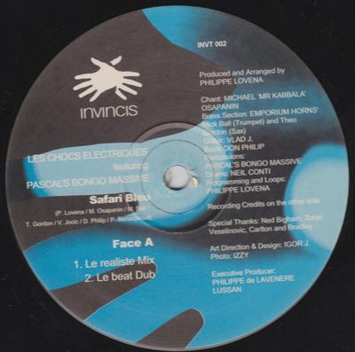 12-Zoll Schallplatte CHOC ELECTRIQUE - Safari Bleu INVT002 Invincis 1998 UK Dance & Electronica Gebraucht