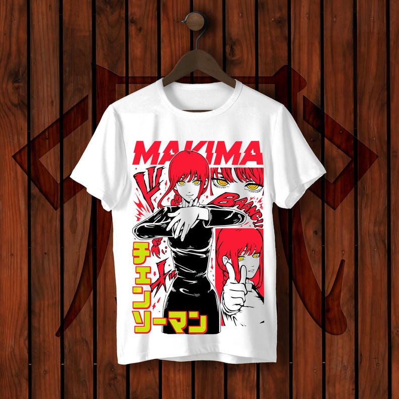 Chainsaw Man Makima Vintage Manga Panel Streetwear T-Shirt, Unisex Anime Fan Casual Short Sleeve Top