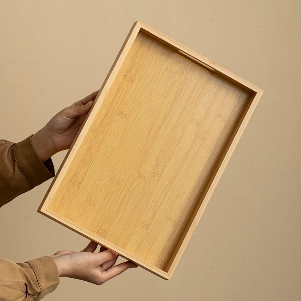 Rectangular Bamboo Wooden Tray With Handle Dessert Pallet Decorate Tray Serving Tray Coffee Table