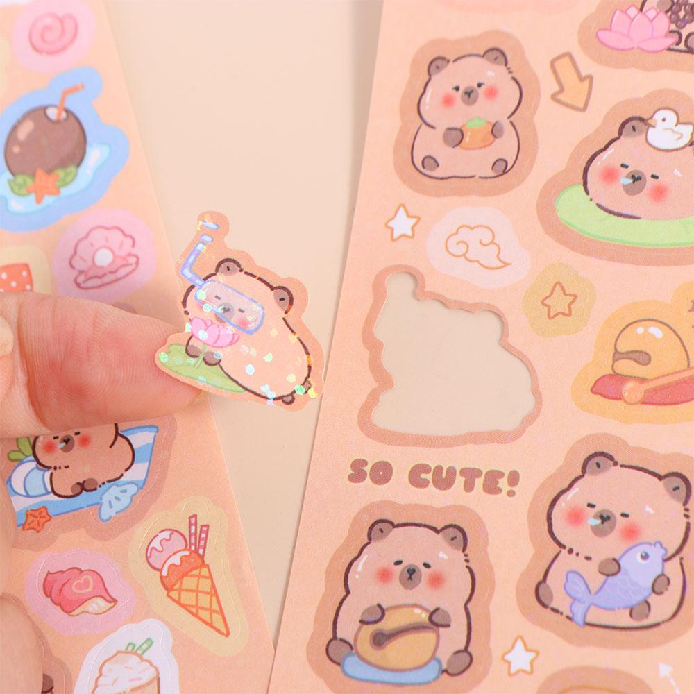 10Sheets School Supplies Capybara Decoration Sticker Capybara Kids Toys Sticker  Diary