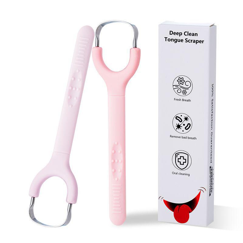 Tungeskrape i rustfritt stål Tungeluktfjerner Åpning Dyp håndtak U-formet Åpen tungeskrape Munnrengjøring