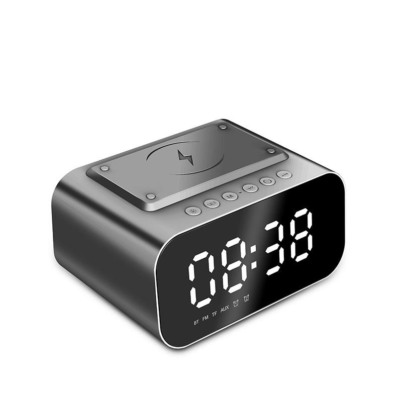 

Multifunctional Alarm Clock Bluetooth Speaker Wireless Charger FM Radio USB flash drive and TF card player чорний