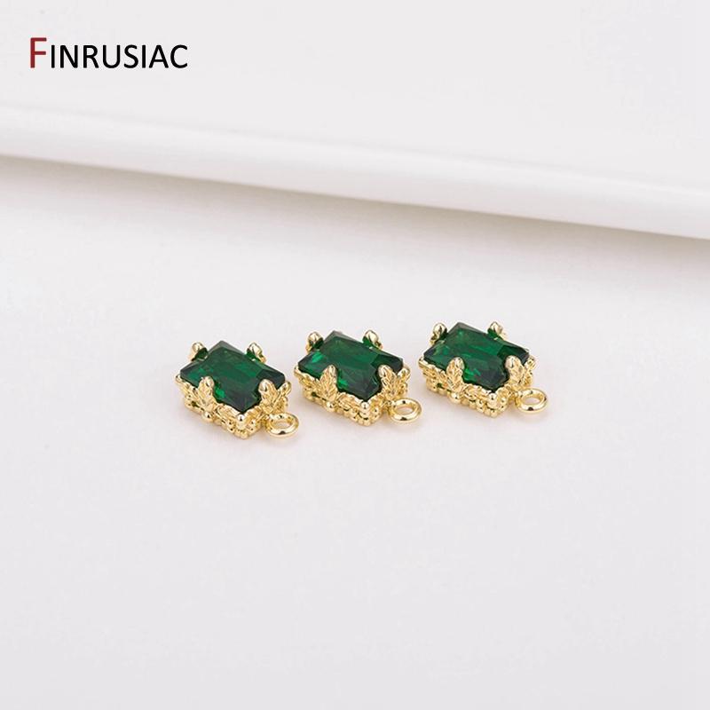 Korean Fashion Green Zircon Small Pendant Charm, DIY Making Earrings Necklaces Components Findings, Jewellery Making Supplies