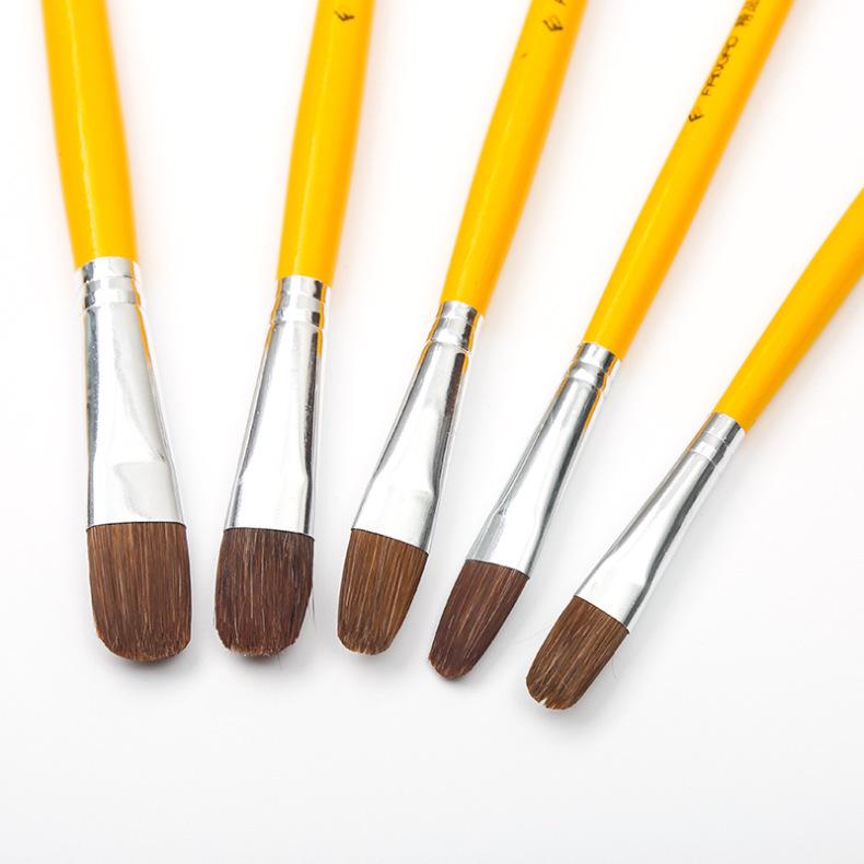 Yellow Handle Wolf Hair Brush Set for Watercolor, Gouache, Acrylic, and Oil Painting