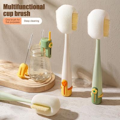 1/2Pcs 5-In-1 Bottle Cleaning Brush Long Handle Multi-Function Insulation Cups Brush Portable Straw Bottle Cleaner