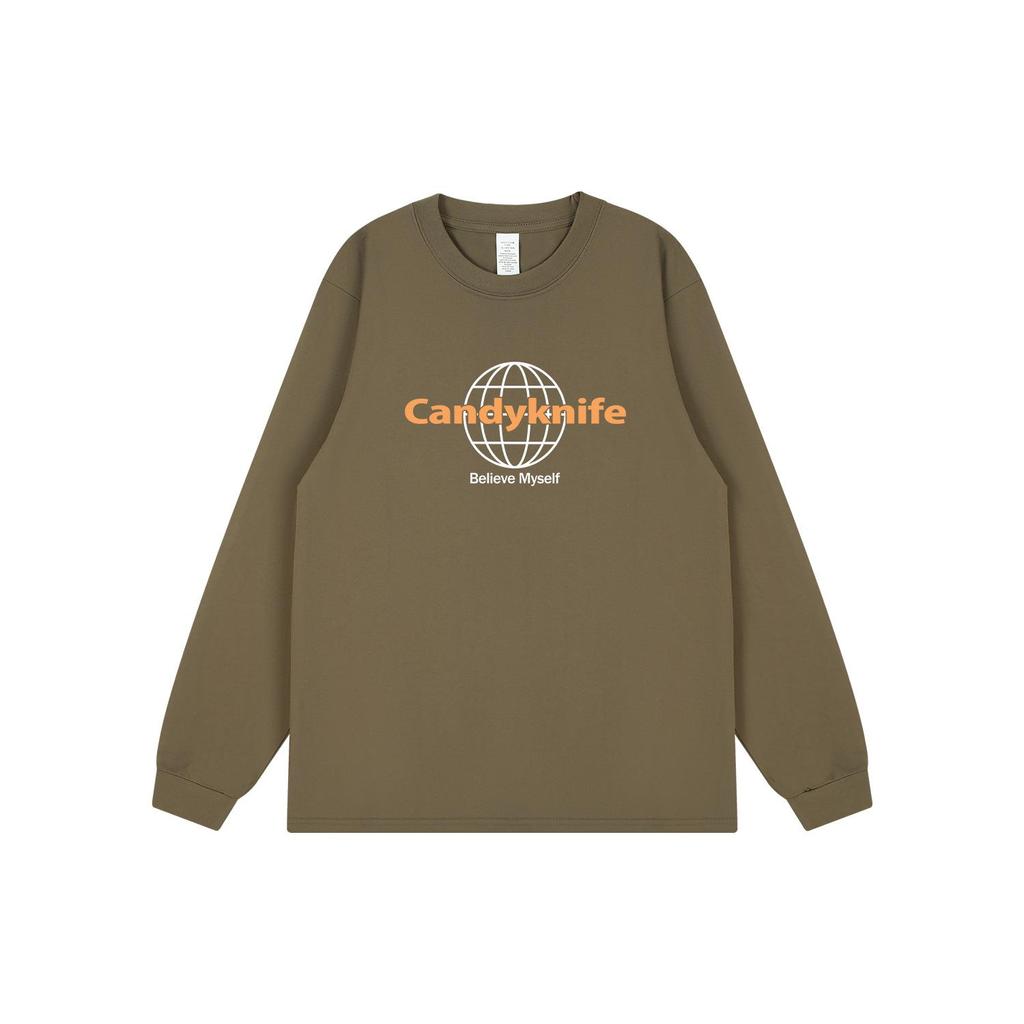 Trendy Unisex Autumn/Winter Ribbed Cuff Print Long Sleeve T-Shirt