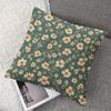 Small Green Flower Pattern Square Jacquard Pillow Cover for Sofa Office Waist Cushion Cover Home Decorative Pillowcase