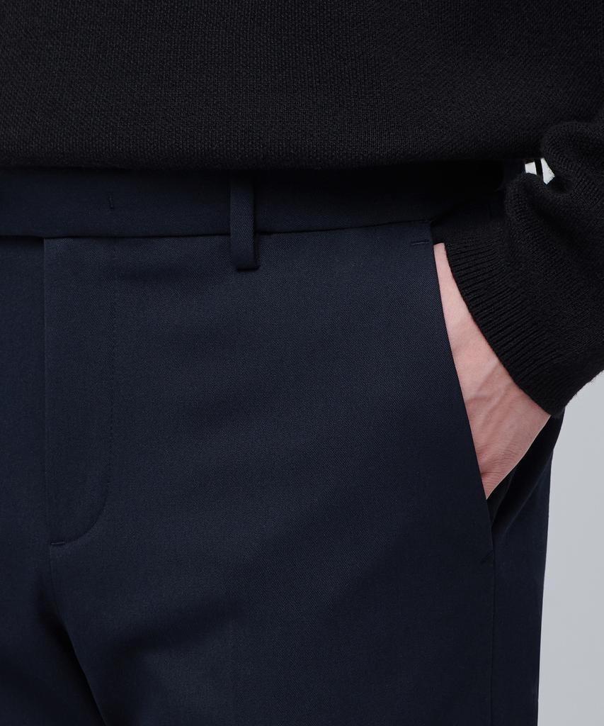 Musinsa Standard Heavyweight Fleece-Lined Tapered Hidden Elastic Waist Length Slacks [Navy]
