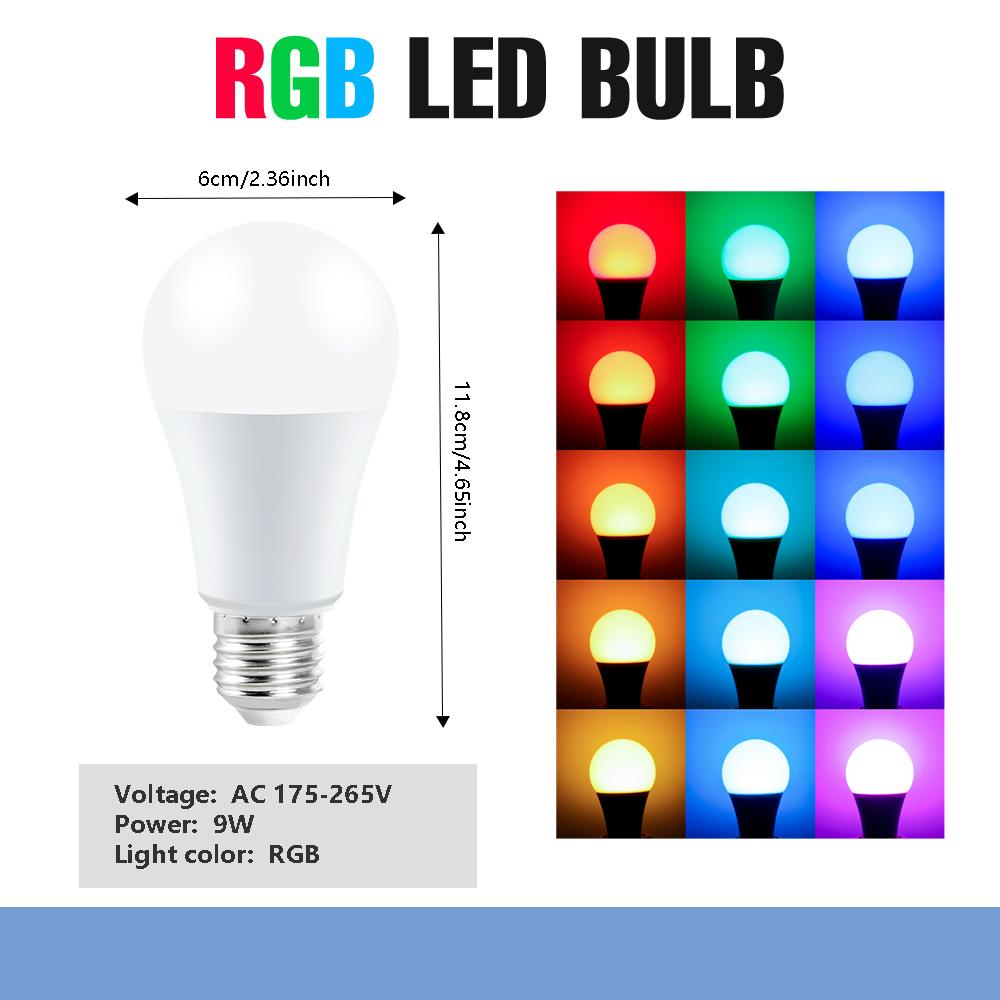 16 Colors RGB Bulb LED Multicolor E27 7W 8W 9W AC220V Household Lighting Dimmable 24 Key Remote Control Atmosphere Neon Light