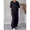 Fashionable European and American Women's Comfortable Loose Tops Wide-legged Pants Casual Cotton Linen Suit Plus Size