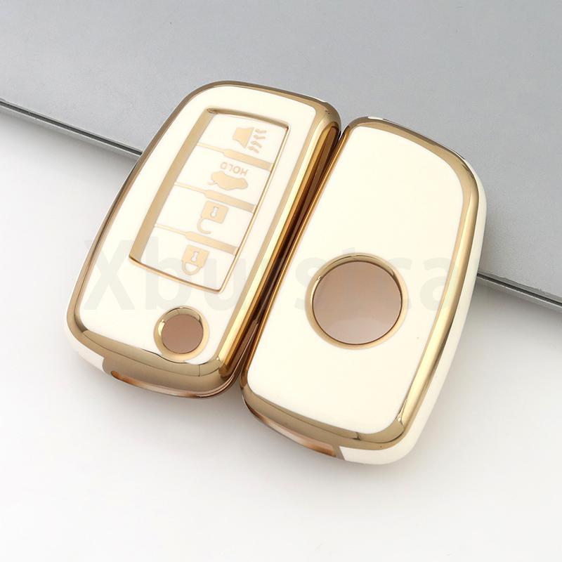 4 Buttons Tpu Auto Shell Fob Gold Edge Car Key Case Cover For Nissan Qashqai X-Trail T32 Rogue Juke F15 J11 Murano Maxima Altima