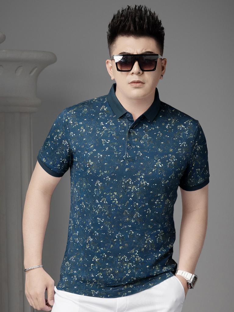 European Summer Polo Shirt Short-Sleeved Men's Top 2026 New Trendy Floral Lapel Half-Sleeved T-Shirt Men's Clothing